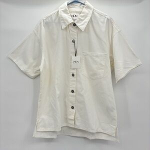 LNDN Landon Denim White Men’s Organic Cotton Preppy Button Up Shirt Medium NWT